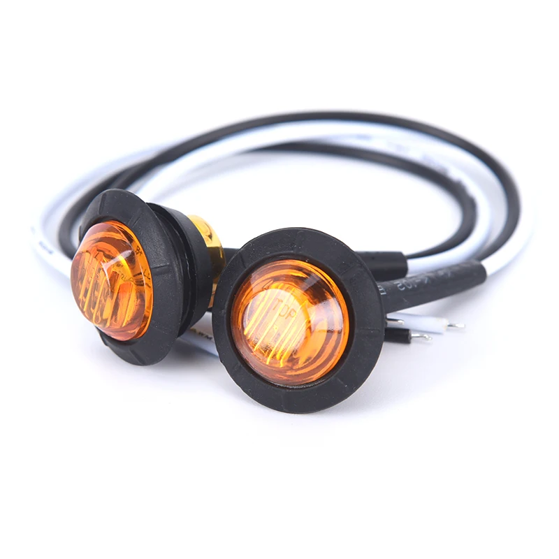 10PCS Mini 1'' Round Amber LED Light Front Rear Side Marker Indicators for Truck Bus Trailer Motocycle 12V | Автомобили и