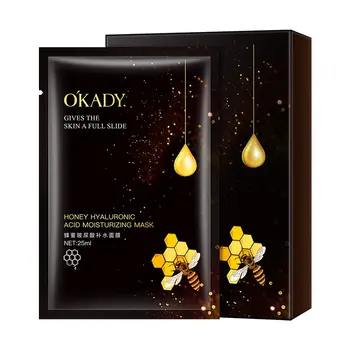 

10pcs Hydrating Hyaluronic Acid Honey Facial Mask Brightens Skin Shrinking Pores Face Anti-Acne Hydrating Mask