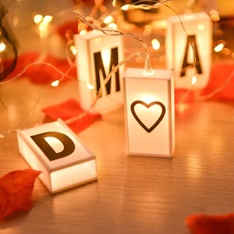 

Free To Change Alphabet Cards Battery USB String Lights 6m guirlande LED noel Decoration For Christmas Garland On The Window