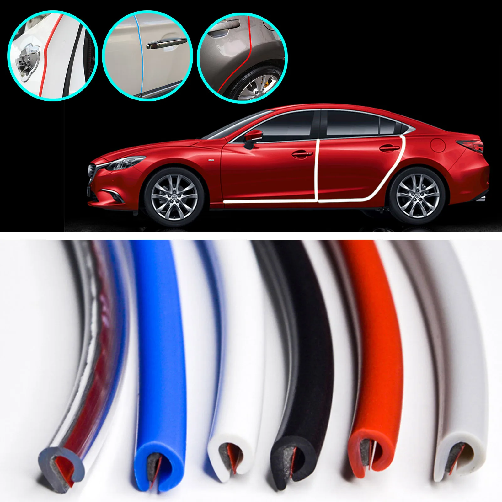 Universal Car Door Edge Rubber Scratch Protector 10m Moulding Strip