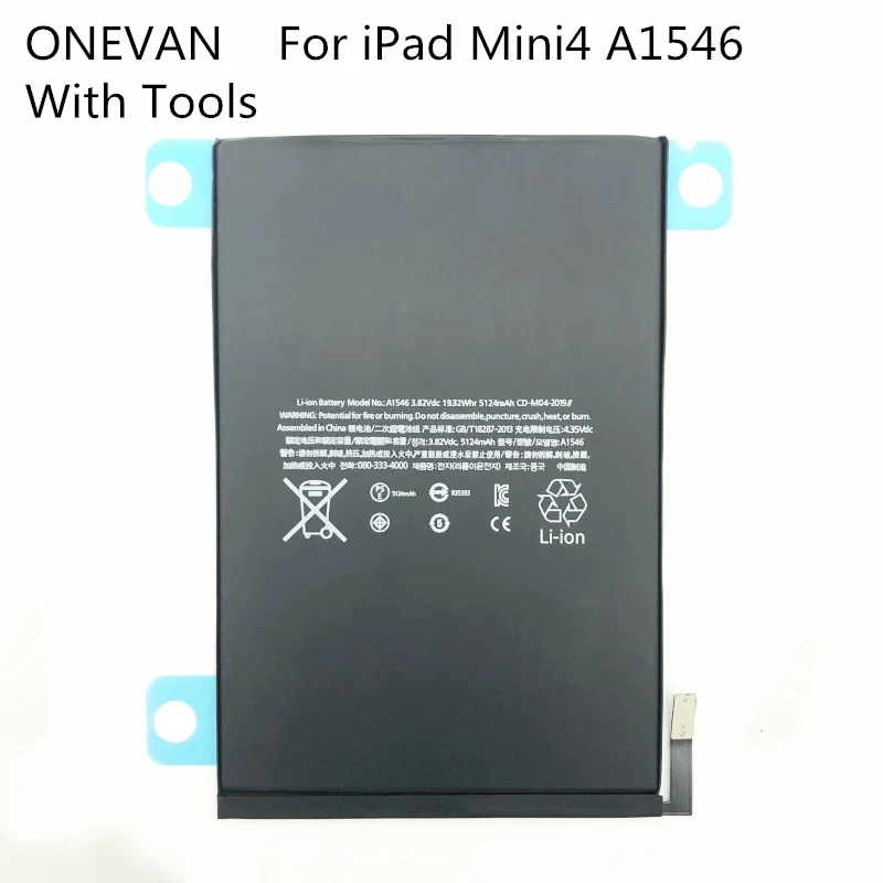 

ONEVAN Genuine Battery For Apple iPad Mini4 A1538 A1550 Li-polymer Tablet Bateria For A1547 Apple iPad Mini4 With Tools