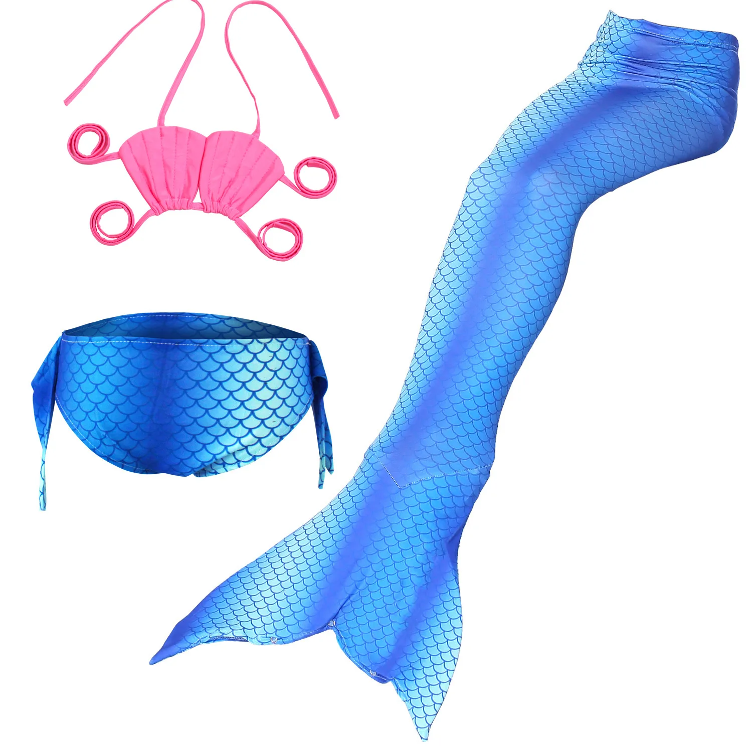 Ариэль Фэнтези хвосты маленькой русалки для плавания детей купальники Русалочки карнавальный костюм косплей девушки купальник Хэллоуин дети - Цвет: D3pcs