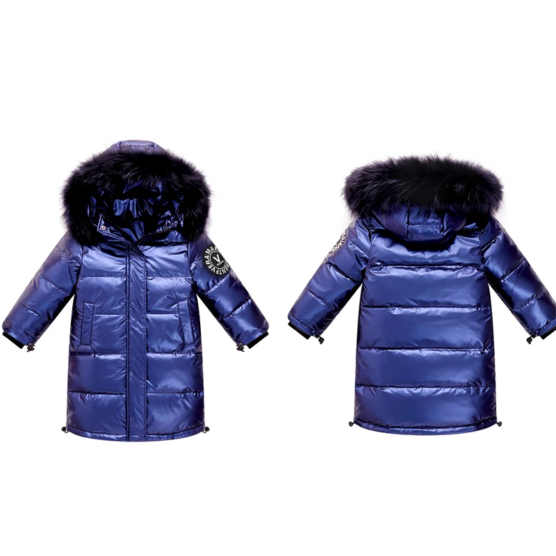 Зимняя одежда для девочек; Doudoune Enfant; воротник из лисьего меха; Winterjas Meisje; Детские пальто; коллекция 90% года; Doudoune Fille; зимний комбинезон; Изысканная одежда