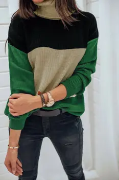 

Ladies Fashion Jumper Pullover Tops Turtleneck Retro Knitwear Womens Assorted color Loose Winter Loose Knit Sweater