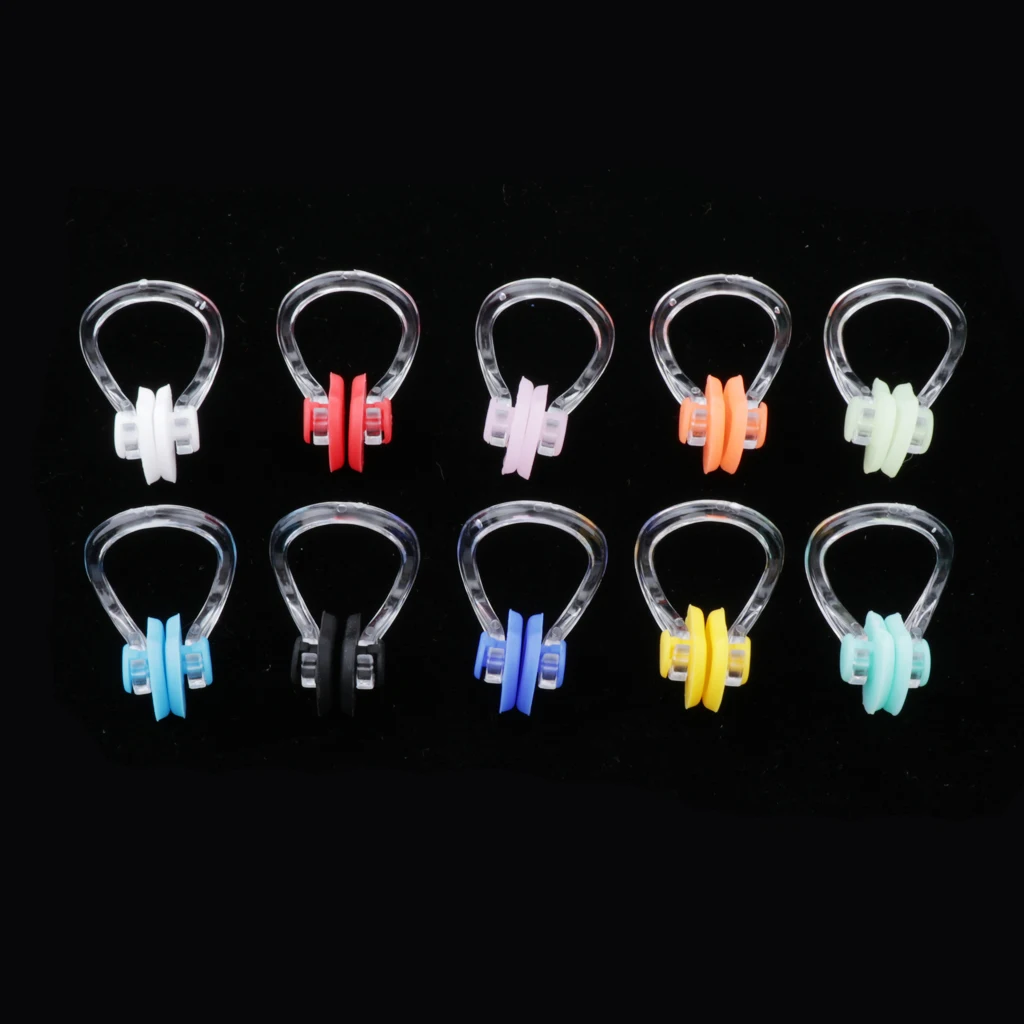 10pcs Swimming Nose Clip Plugs Swimmer Noseclip Gear Equipment Assorted Color