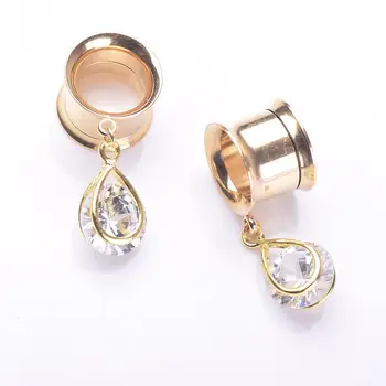 

1Pc Women Cubic Zirconia Water Drop Dangle Ear Plug Expander Piercing Jewelry
