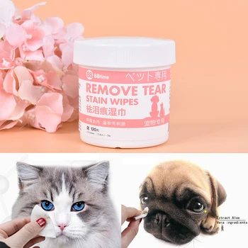 

100pcs Pet Aloe Moisturizing Wipes Dog Eyes Tear Stain Cleaning Paper Towels Dog Eyes Cleaning Supplies Gentle Non-intivating