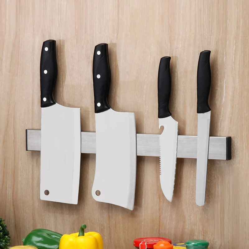 

2019 New Wall Mounted 304 Stainless Steel Convenient Magnetic Knife Holder Easy Storage Knife Rack For Kitchen Utensil Tool Hook