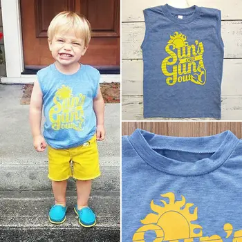 

US STOCK Toddler Newborn Boy Kids Summer Print Outfits Vest top Casual Clothes