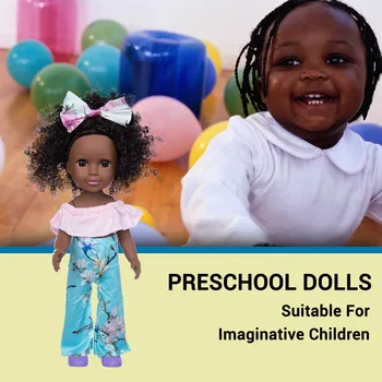

Fashion Children Doll Black African Black Baby Cute Curly 35CM Vinyl Baby Toy surprise топ гарри поттер игрушки для девочек