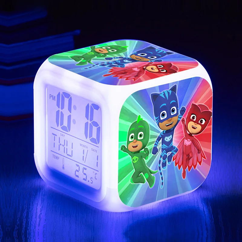 Pj Masks СВЕТОДИОДНЫЙ Красочный ночной Светильник с мультяшным рисунком, будильник, кошачий патруль, овлетка, Гекко, Pj Mask Juguete, часы, игрушки для детей, подарок на день рождения - Цвет: 1pcs