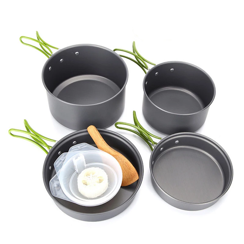 Portable Outdoor Camping Tableware Non stick Pots Pans Set Backpacking