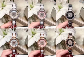 

32mm Luxury Brand CZ Quartz Wristwatch Casual Clock Female white black Ceramic Watch Simple design Roman Number Dial watches