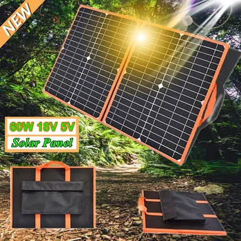 

Foldable Solar Panel Kit Portable Charger USB DC Output 40W 60w for RV Camping Power Station Cell Phone car Battery Power Bank