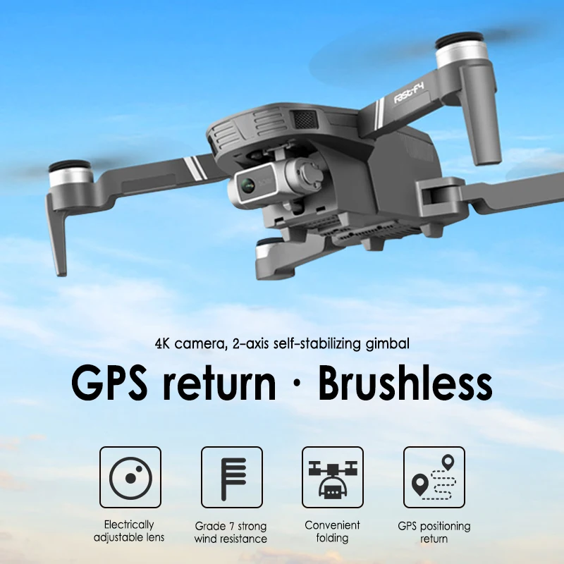 US $96.99 F4 RC Dron GPS 2Axis 4K Dual Camera AntiShake Gimbal Profesional With 5G WiFi FPV 2000m Image Transmission Brushless 25 Mins