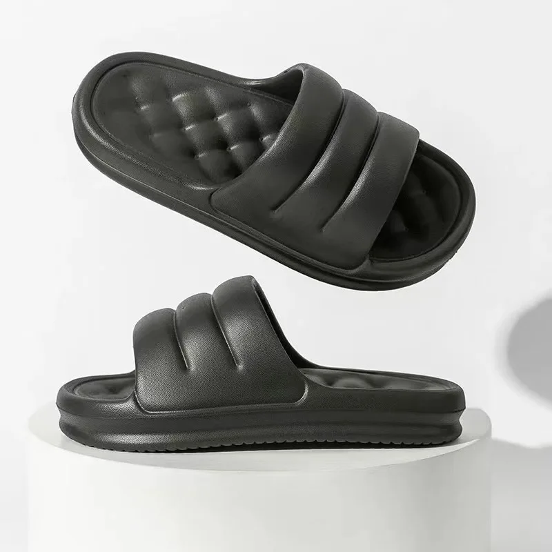 

Lovers Slippers Bread Slippers Net Red Same Summer EVA Stepping on Shit Feeling Thick Bottom Non-slip Home Slippers Wholesale