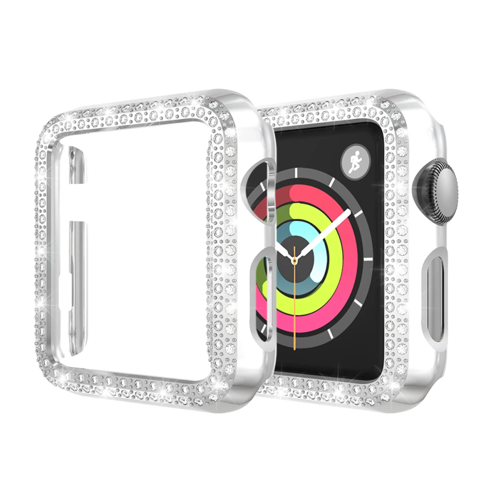 Чехол из поликарбоната для Apple Watch 3 2 1 42 мм 38 мм модная Алмазная крышка полная защитная оболочка для iWatch 4 5 40 мм 44 мм Рамка бампера для часов