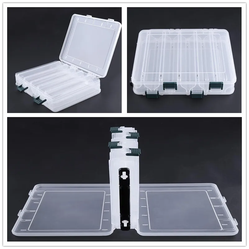 Double Sided 12 Compartment Fishing Lures Tackle Hooks Case Storage Box Bag