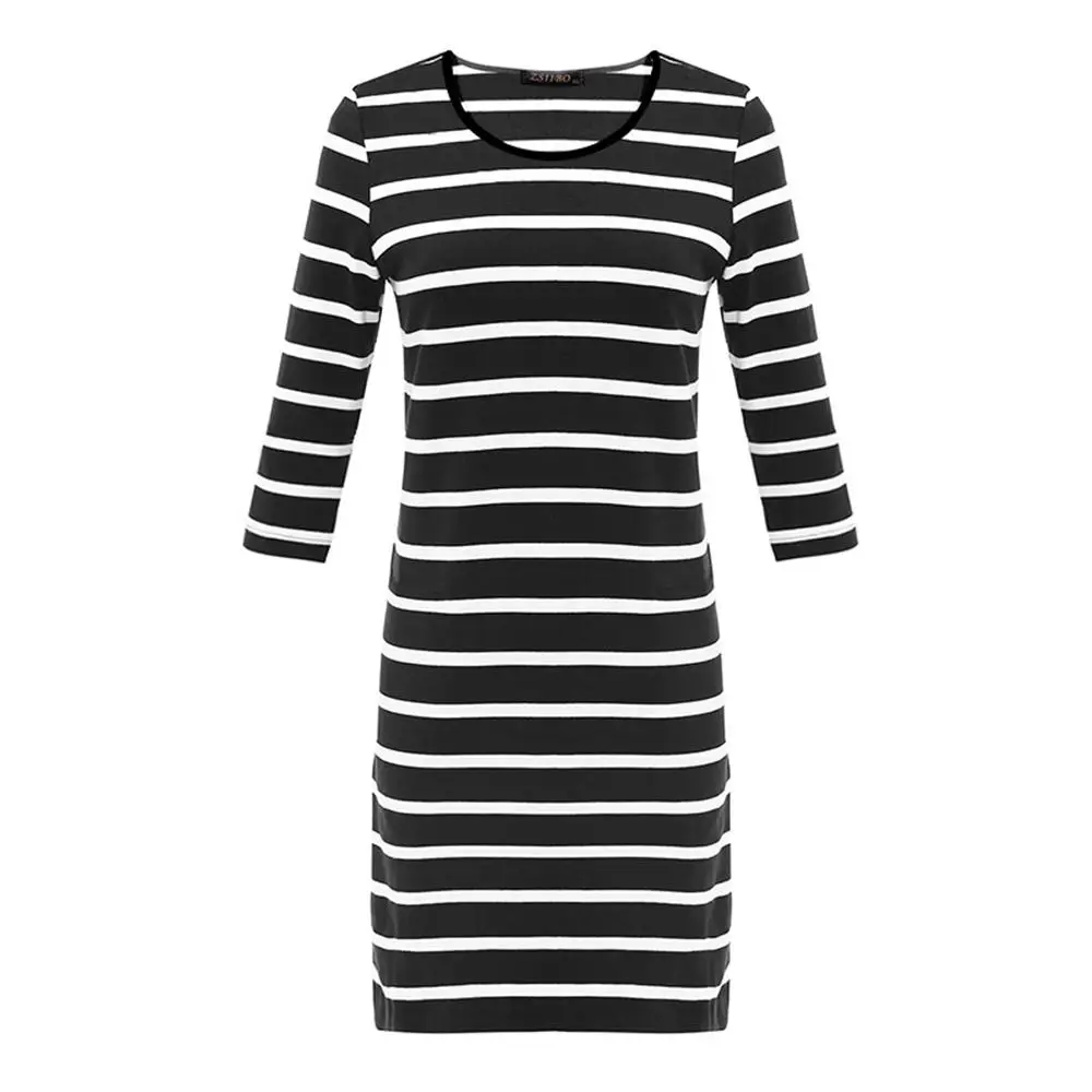 Женские облегающие платья с длинным рукавом в черно-белую полоску с вырезом лодочкой, Сексуальные облегающие платья для осени, S-XL Размер