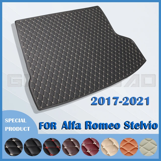  Cuir Tapis Coffre Voiture pour Al-FA Romeo Stelvio (Typ 949)  2017-2022, sur Mesure Tronc Anti-Rayures Doublure Cargaison Protection Tapis  Accessories,C/Blue