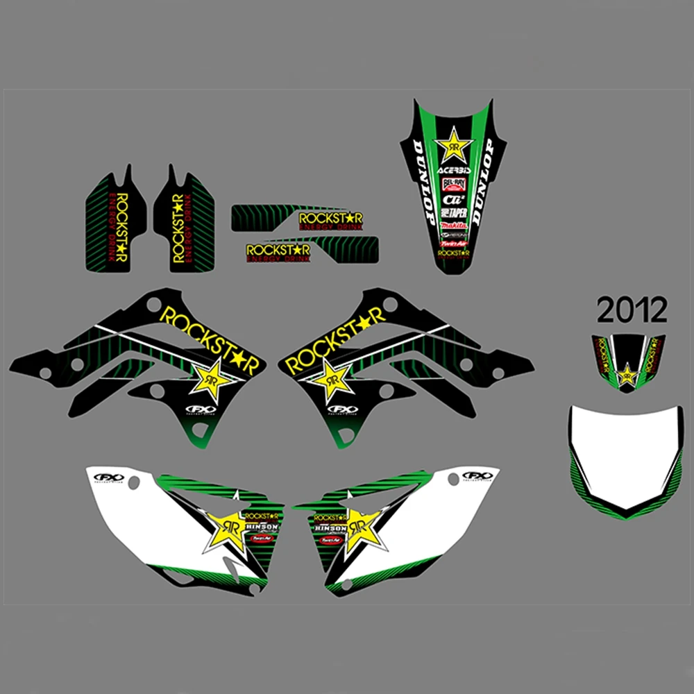 

For KAWASAKI KXF450 2012 Graphics Decals Stickers Custom Number Name 3M Full Motorcycle Backgrounds Accessories