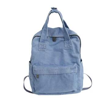 

Denim Bag Backpack Men and Women Large Capacity Backpack Travel Bag Clutch Bag School Bag Light Blue