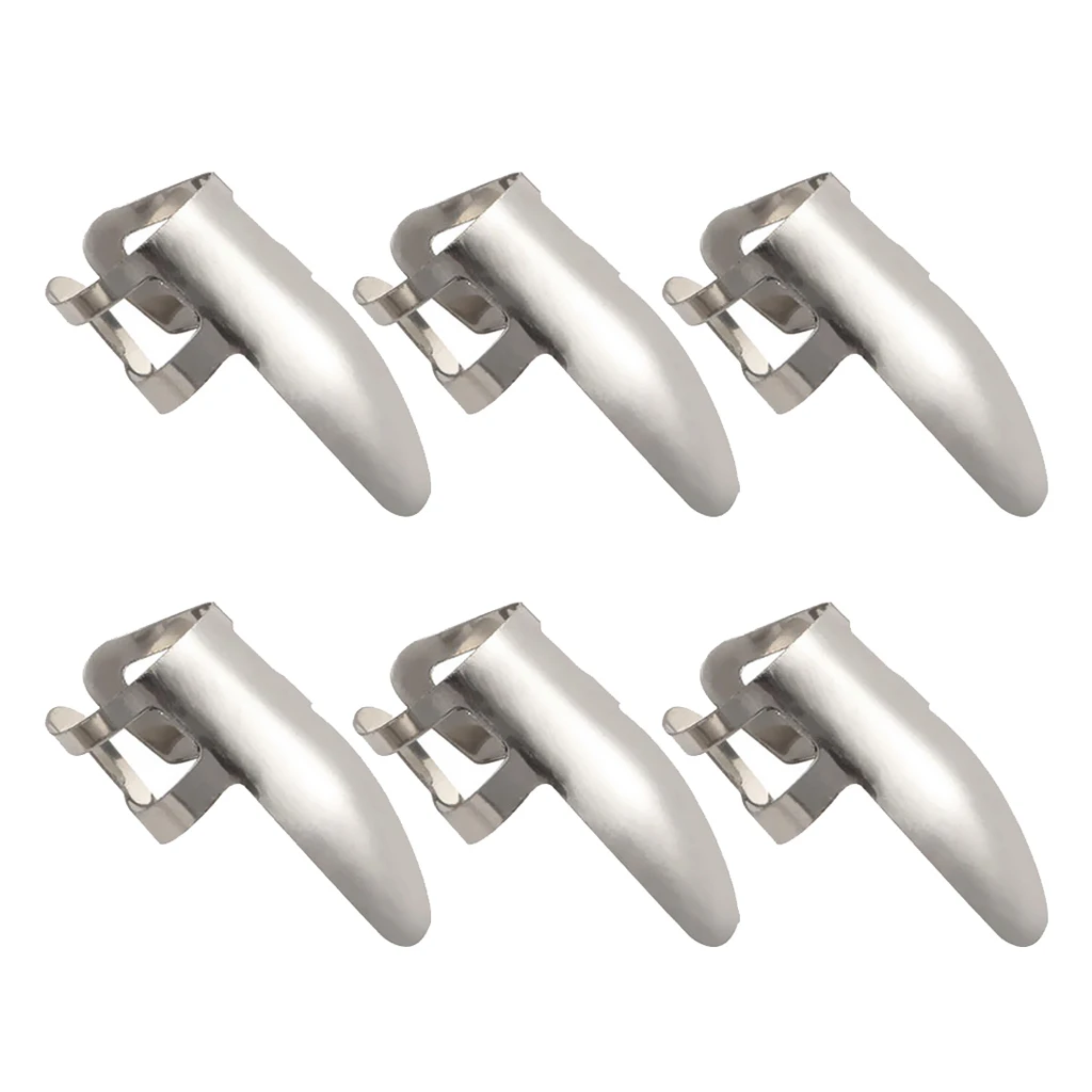 Pack of 6 pcs Silver Finger Nail Guitar Picks Stainless Steel Plectrum for Guitar Bass Banjo