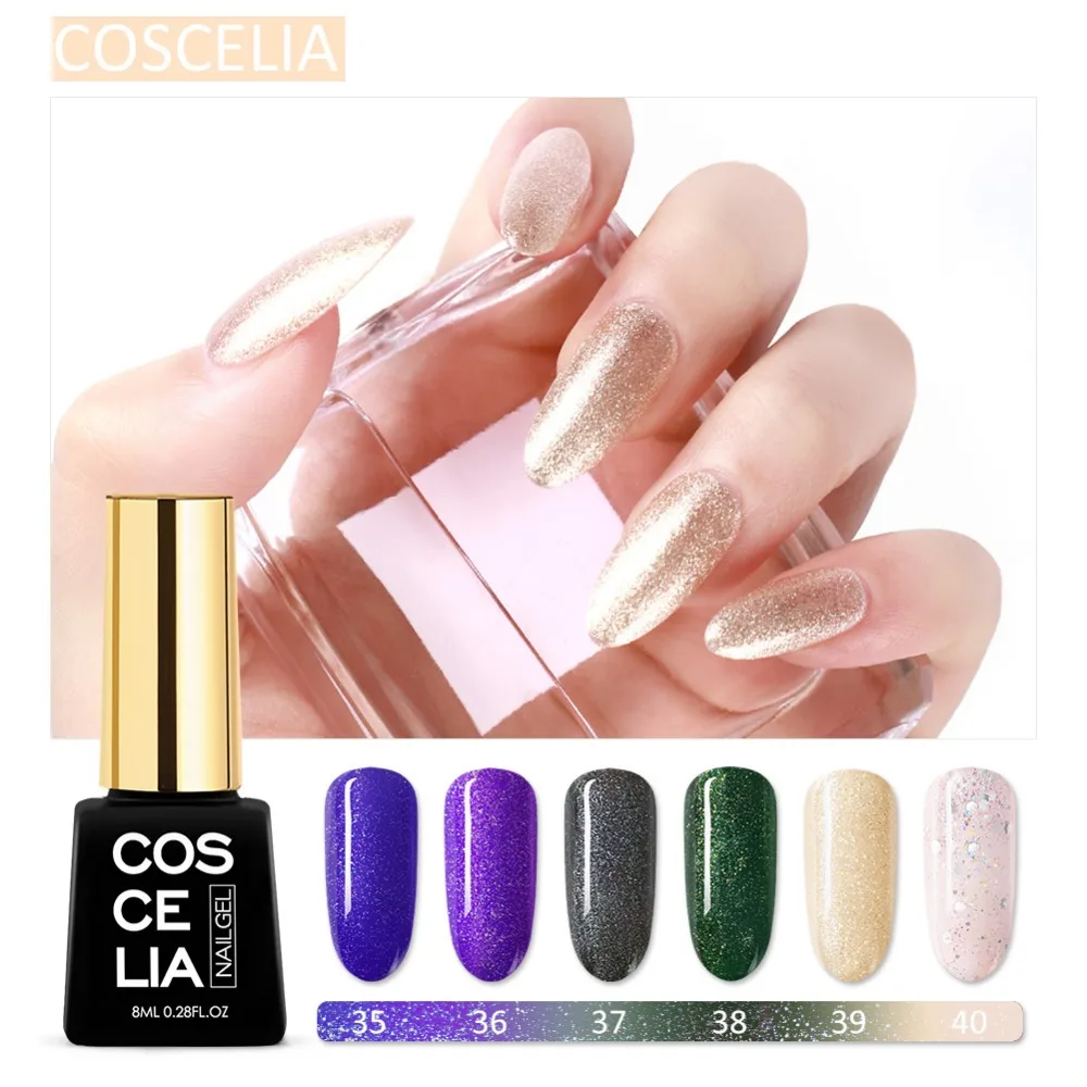 Полупостоянный Гель-лак для ногтей COSCELIA, 40 цветов, 8 мл, УФ светодиодный Гель-лак для ногтей