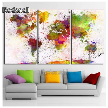 

Abstract ART,3 Pieces Color World Map picture Diamond painting 3 pcs Cross Stitch diamond Embroidery diamond mosaic decor TT2726