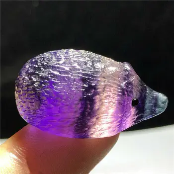 

Hot 1pcs Natural Carved Blue Fluorite Hedgehog Quartz Polish Crystal Stone Reiki Healing Crystals Collection Charms