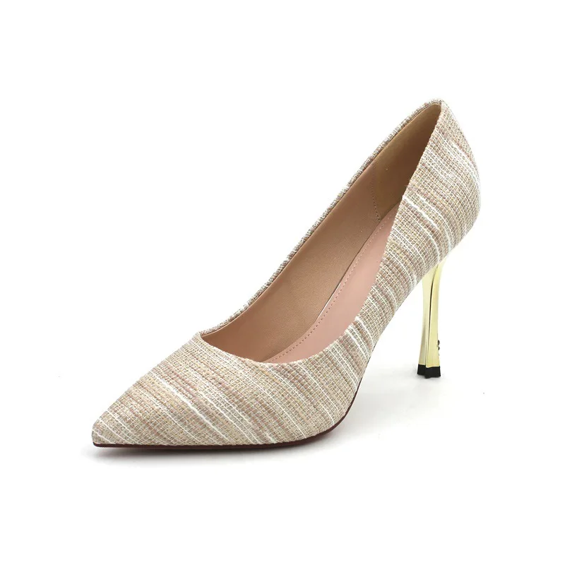 

2568-3-High Heel Shoes Women's Thin Heeled 2020 New Style Versatile Autumn Pointed-Toe Debutante Banquet Sequin Shoes