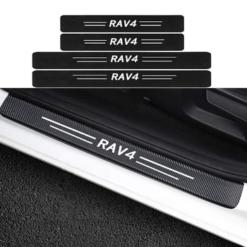 

4Pcs Leather Car Door Sill Protector Carbon Fiber Car Anti-Scratch Stickers For TOYOTA RAV4 Car Sticker Car Accesorios