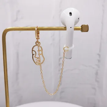

drop Shipping Anti Dropping Lost Earrings For airpods women Figure Face Long Chain Ear clip Cuff Drop earring Jewelry