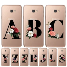 Monograma letra A B C D alfabeto flores suave TPU caso de teléfono para Samsung J3 J5 J7 2016 2017 J4 funda trasera Floral J6 Plus 2018