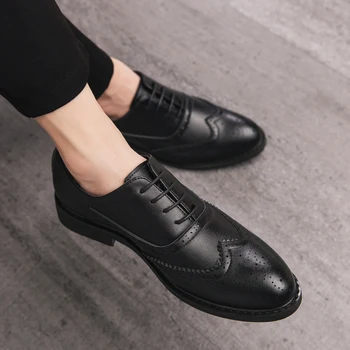 

Business comfortable Oxford Leather Shoes Men Breathable Outdoor Formal Dress Shoes men Office Wedding Flats Mocassin Homme w5