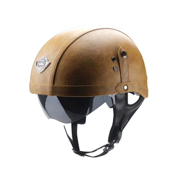 

PU Leather Helmets Motorcycle Chopper Bike helmet open face vintage motorcycle helmet helmet dot motorcycle helmets
