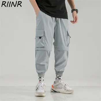 

Riinr 2020 Summer New Arrival Cargo Pants Casual Two Wear Korean Trend Men's Pockets Pants Removable Three Colors M-5XL