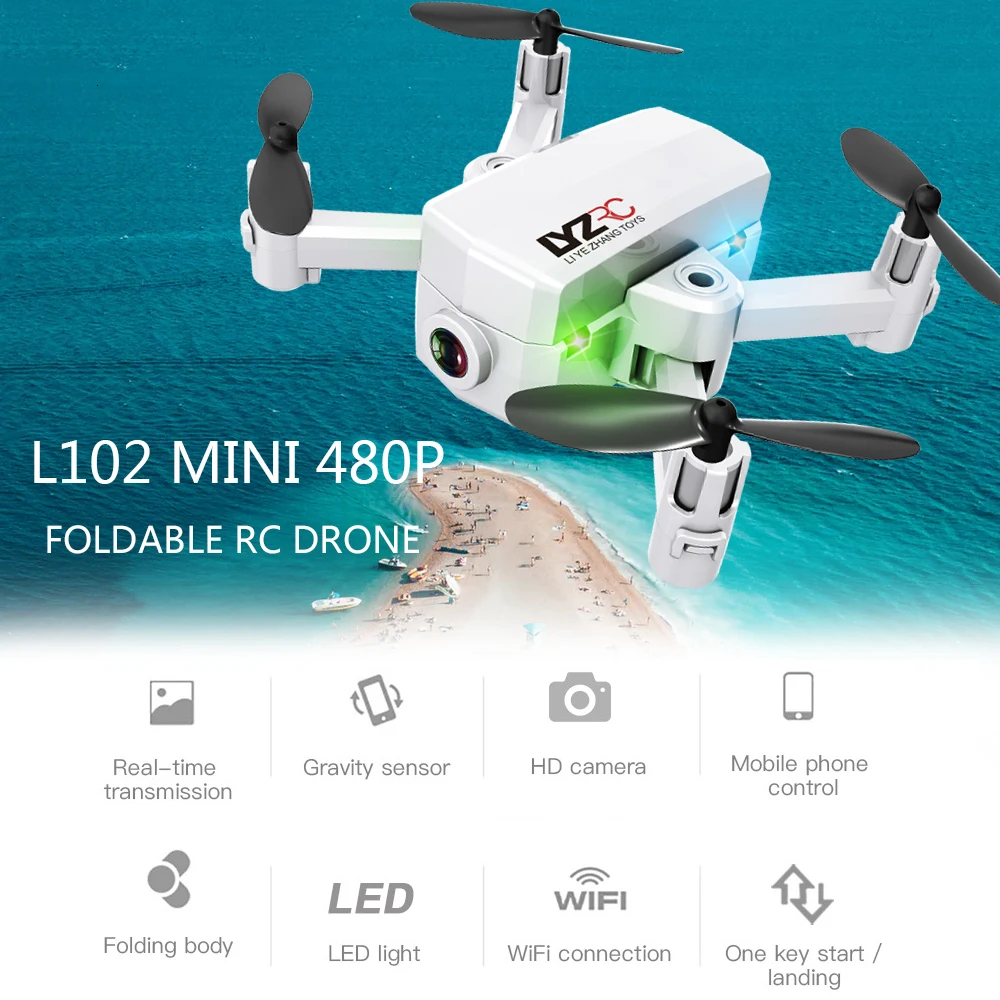 

L102 Mini RC Drone with Camera 480P Wifi FPV Altitude Hold RC Quadcopter Remote Control Toy for Beginner Training Birthday Gift