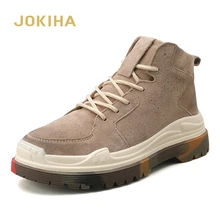 Мужские кожаные ботильоны высокого качества; зимняя повседневная обувь; Толстые мужские полуботинки; ботинки-дезерты; ботинки в байкерском стиле; botas