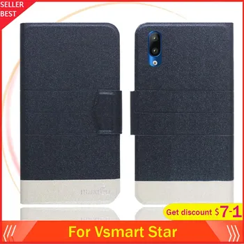 Перейти на Алиэкспресс и купить Чехол Vsmart Star 5,7 дюйма с откидной крышкой, ультратонкий кожаный эксклюзивный чехол для телефона, Модный чехол-книжка с отделениями для карт