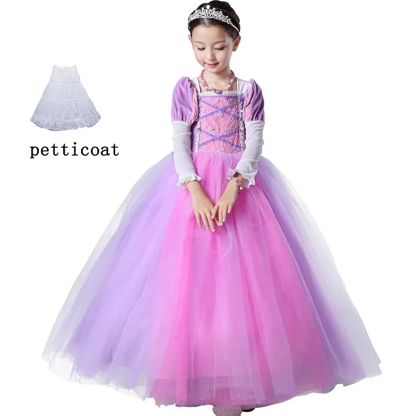 dress petticoat Детские платья принцессы Софии, Рапунцель для девочек; бальное платье; Длинные вечерние платья; одежда для детей; детский маскарадный костюм - Цвет: dress petticoat