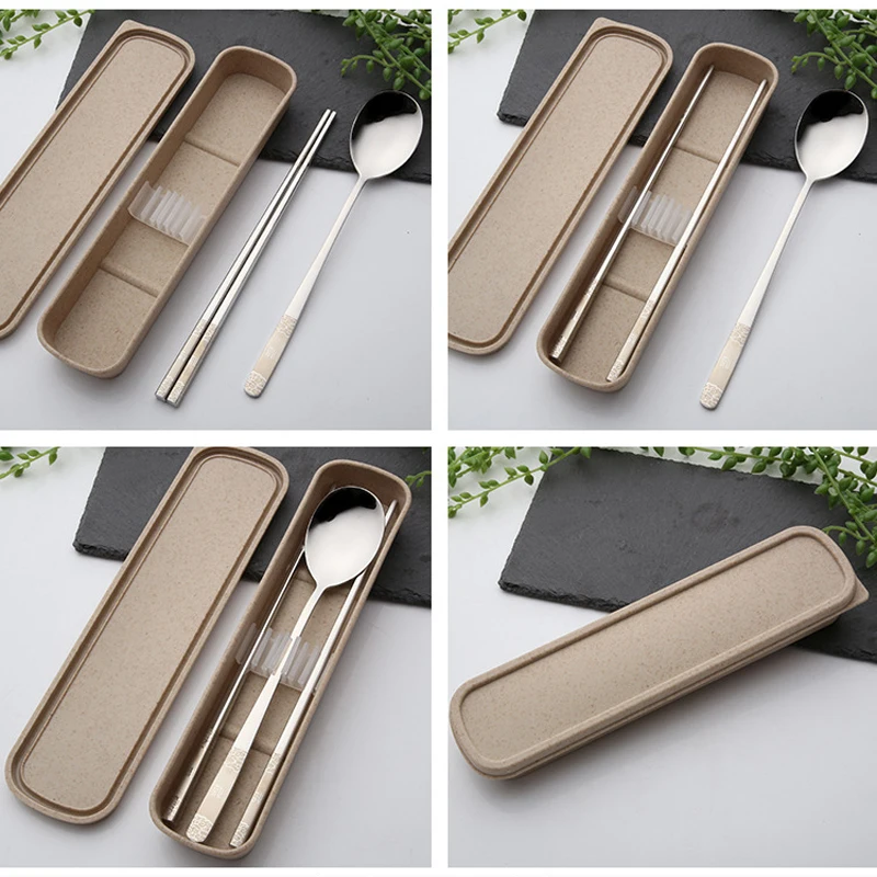 

Portable Creative Stainless Steel Korean Chopsticks Environmentally Friendly Cutlery Sets Chopsticks And Spoons Travel Suit
