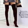 Women Pointed Toe Over The Knee Boots Women's Flock Thigh High Boots Winter Ladies Slim Super High Heels Female Shoes Big Size ► Photo 2/6