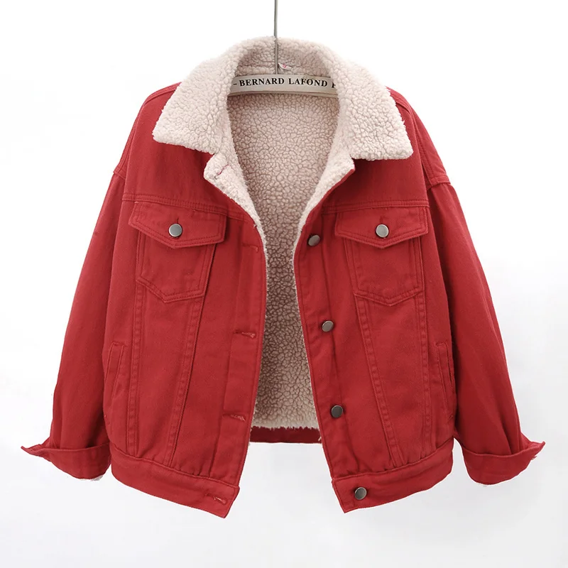 Warm Lamb Wool Liner Denim Jacket Women 
