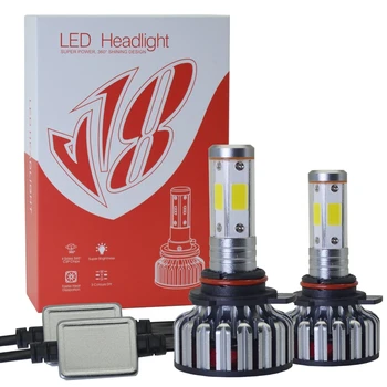 

2Pcs V18 4 Face 8000Lm Csp Car Headlight 60W/360 Degree No Dead Angle Lighting Lamp 3 Kinds Of Lights Can Be Replaced 9012/Hir2