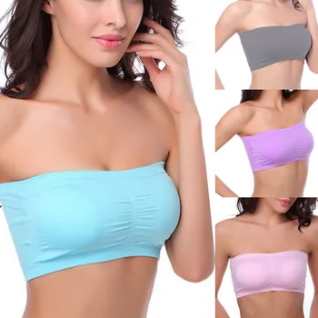 

Summer Female Boob Tube Top Solid Color Bra Underwear Chest Wrap for Women