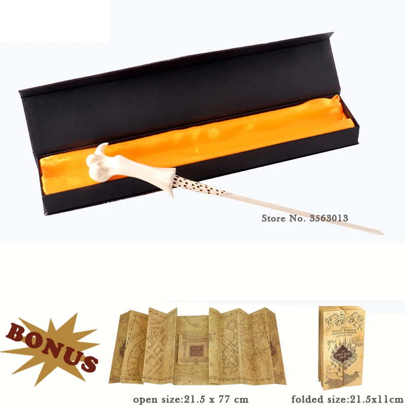 Potters Magic Wands Cosplay Harried Dumbledore Voldemort Snape Metal/Iron Core Magic Wand with Harried Marauder's Map as Gift