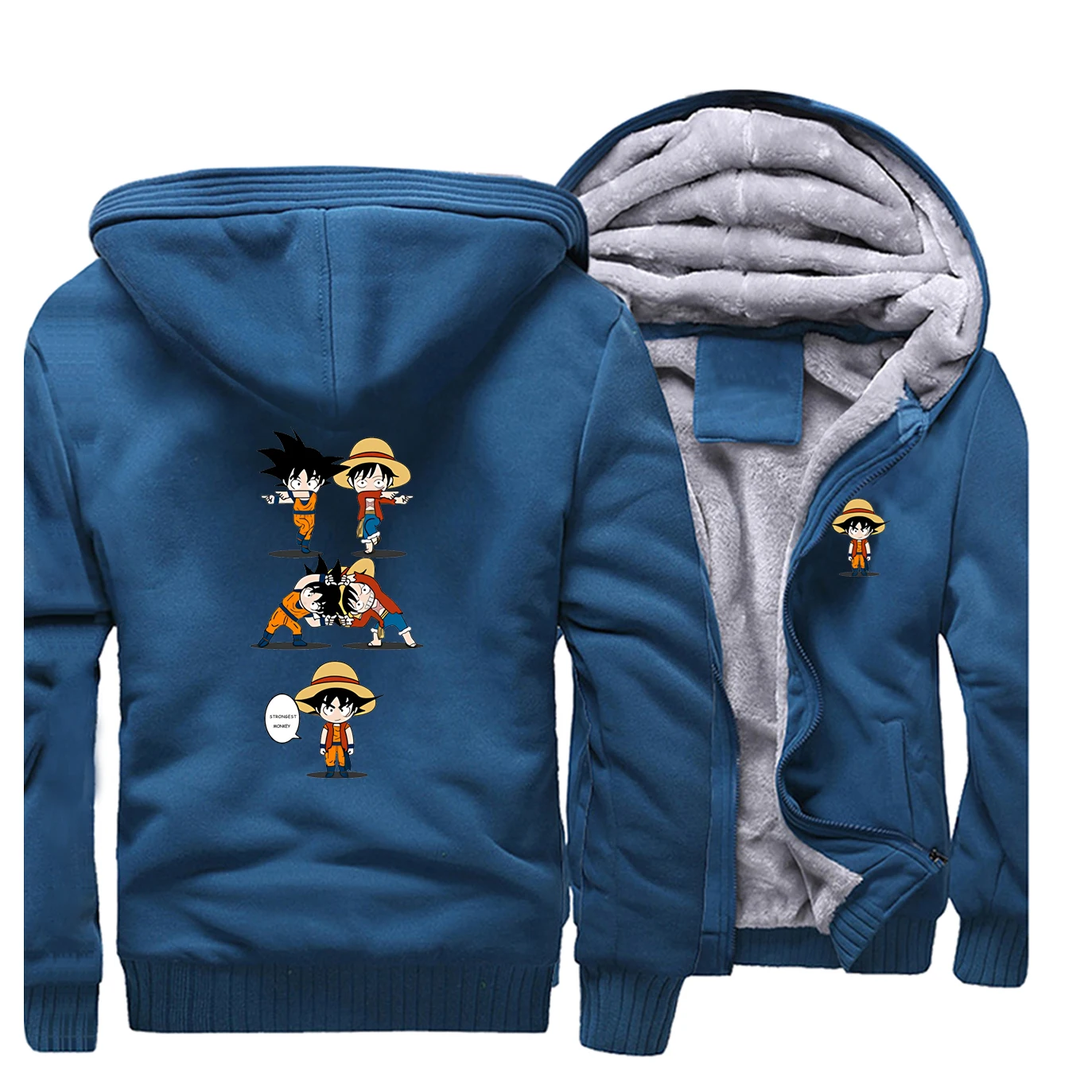 One Piece Luffy Winter Jacket Men Fleece Thick Dragon Ball Warm Mens Jackets And Coats Hoodie Sweatshirt Coat Sportswear | Мужская