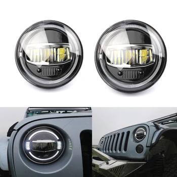 

2PCS 7" Inch H4 LED Headlights For Jeep Wrangler 7" Inch Round Headlamp For Lada 4x4 Urban Niva Land Rover 90/110 Defender