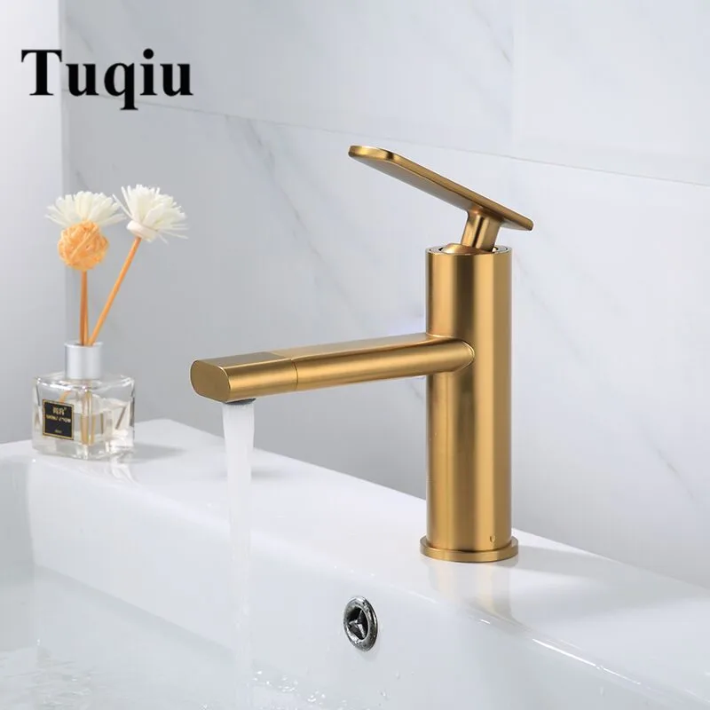 Bathroom Brushed Gold Basin Sink Mixer Faucet Deck Mounted Tap Bidet Toilet 